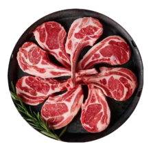 午羊 宁夏滩羊肉 生鲜 原切单肋法式羊排羊肉串 战斧肋排 西餐烧烤食 法式羊排6支