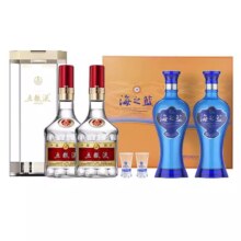 京东百亿补贴：五粮液 普五 第八代 52度 500ml*2瓶+洋河 海之蓝 42度 480ml*2瓶 组合装