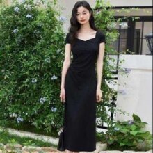WESTLINK 西遇 赫本风针织小黑裙连衣裙女