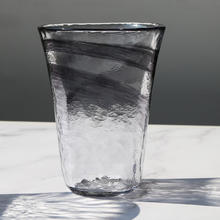 YOSHINA 吉奈 月夜野工房手工玻璃杯日本进口水杯茶杯牛奶早餐杯流墨黑大320ml