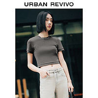 URBAN REVIVO UR 修身短款圆领短袖T恤