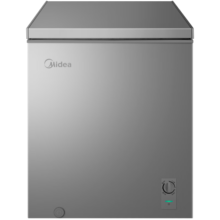美的（Midea）【新款全新升级】冰柜家用商用冷柜冷藏冷冻保鲜柜小型冰柜节能省电冰箱卧式冰柜 一级能效 100L 灰色 100KMF(E)