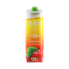 PLUS会员：BAIENSHI 佰恩氏 100%苹果汁 1L*1瓶