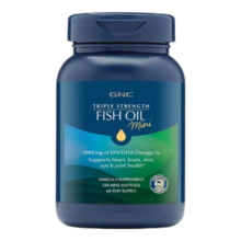 GNC健安喜三四倍鱼油软胶囊DHA+EPA高纯度鱼肝油Omega-3欧米茄-3颗粒成人中老年 【呵护心脑】3倍迷你鱼油120粒/瓶
