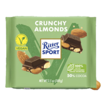 瑞特滋（RITTER SPORT）植萃爽脆扁桃仁夹心黑巧克力100g