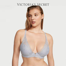 VICTORIA'S SECRET 维密 花漾蕾丝金属logo衬垫1/2罩杯文胸内衣女薄款