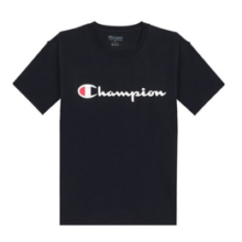 Champion 草写logo纯色圆领短袖T恤 深黑色 GT23H-Y06794-003