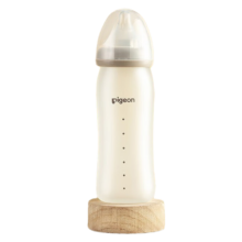 PLUS会员：Pigeon 贝亲 奶瓶 自然实感宽口径彩绘玻璃奶瓶 240ml 配L奶嘴