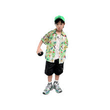依贝童 儿童衬衫夏季套装中大儿童洋气衬衣夏季男孩短袖上衣潮夏装