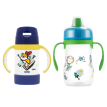 膳魔师（THERMOS）儿童水杯316L保温杯夏季宝宝双盖吸管杯水杯组合幼儿园学生杯子 红保温杯+猪猪水杯 470ml