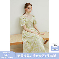 范思蓝恩 女款法式V领提花连衣裙
