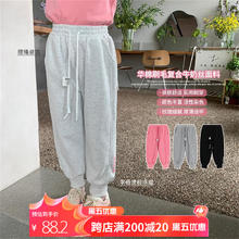 BuDing·HaLu 布丁哈鲁 沫童装女童长裤冬季款运动加绒裤加厚卫裤裤子一体绒 深灰色（加绒） 130