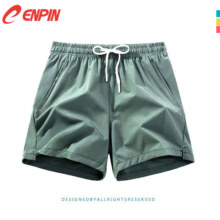 诚品CENPIN夏季纯色短裤男潮流薄款休闲五分裤外穿大码宽松沙滩裤 军绿色 XL