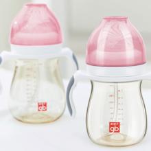 gb 好孩子 PPSU婴儿奶瓶宽口径奶瓶带手柄吸管小饿魔系列240ml粉色 6个月+