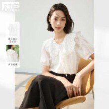 对白 女式短袖衬衫 	EDH043X