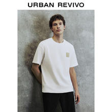 URBAN REVIVO UR2024春季新款男装时尚休闲皮牌装饰圆领棉质短袖T恤UMF440019 本白 XS