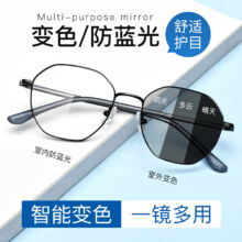 plus会员：CHASM 复古多边形变色眼镜黑色+配1.60膜层变色镜片(度数备注)