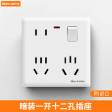 PLUS会员：MARC LICHTE 暗装白色一开十二孔插座（10/16A）