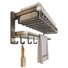 爱嘉莉卫浴 免打孔 毛巾架浴室浴巾架卫生间太空铝置物架 旗舰款 可折叠浴巾架60cm