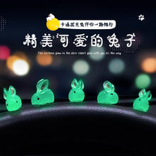 白羌笛 汽车摆件车载夜光小兔子中控台超萌网红创意卡通发光汽车装饰用品 夜光大白兔6只