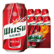 WUSU 乌苏啤酒 红乌苏 国产拉格烈性罐装啤酒整箱330mL 6罐