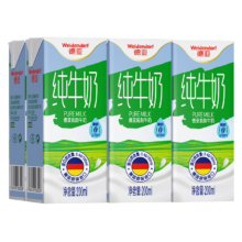 德亚（Weidendorf）德国进口脱脂纯牛奶200ml*6盒