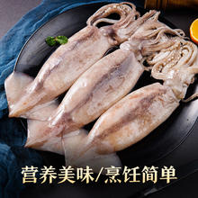 美加佳 鲜冻整只大鱿鱼（2-3只） 净重550g/三去小章鱼500g