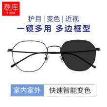 plus会员：潮库 时尚百搭近视镜+1.61防蓝光仅变灰近视镜