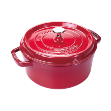 珐宝（staub）法国珐琅铸铁锅平底双耳煲汤锅炖锅煲仔饭烹饪锅具辅食奶锅电磁炉 樱桃红 20cm