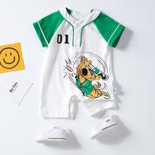 E&Vouge 婴尚 24夏男童连体服婴幼童新生儿宝宝运动风棒球萌狗连体哈衣外出服