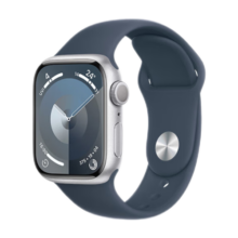 Apple/苹果 Watch Series 9 智能手表GPS款41毫米银色铝金属表壳 风暴蓝色运动型表带M/L MR913CH/A
