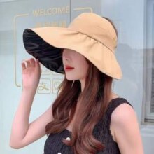 BONAS 宝娜斯 黑胶大檐空顶防晒帽 多色