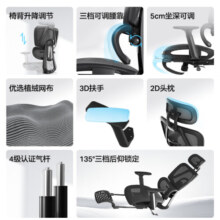 永艺撑腰椅Act100人体工学椅办公椅久坐舒适电脑椅子午休可躺电竞椅 黑框灰网-坐深可调-带搁脚