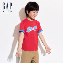 Gap 盖璞 男童2024夏季新款纯棉撞色印花logo短袖T恤儿童装上衣466203