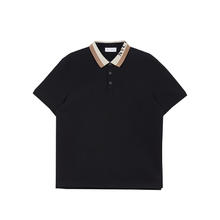 杰克琼斯 夏季凉感舒适复古撞色翻领Polo衫（门店有售） 黑色E40