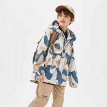 Hush Puppies 暇步士 男女童三防风衣拼色连帽风衣外套 2色
