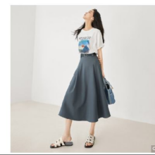 限尺码：DUIBAI 对白 女式中长款A字半身裙 DDS004H