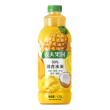 临期、PLUS会员：农夫果园 凤梨/苹果/芒果/椰子/香蕉混合口味1.25L*3件