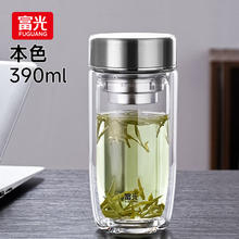 富光 双层玻璃杯 390ml 钢本色