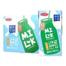 plus会员:三元小方白脱脂纯牛奶200ml*24盒 *2件