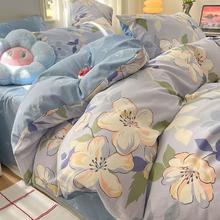 苏萱 简约床上四件套纯棉全棉100床单被套床品被罩宿舍床笠三件套
