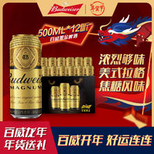 Budweiser 百威 黑金啤酒 超高端 高浓度烈性 啤酒整箱 500mL 12罐