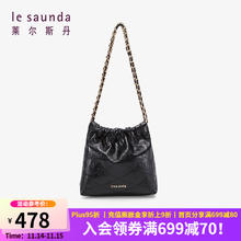 莱尔斯丹 时尚优雅女士链条手挽单肩斜跨女包4TH7783 黑色 BKL X