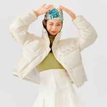 百亿补贴：Semir 森马 羽绒服女立领短款白鸭绒冬季宽松纯色简约风女士外套