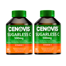 Cenovis萃益维 维生素C咀嚼片500mg 增强抵抗力300粒*2瓶套装家庭套装 天然无糖vc橙子味澳洲进口