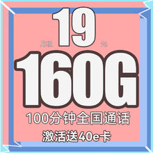 中国联通 立夏卡 1-5个月19元/月（160G全国流量+100分钟通话）激活送40E卡