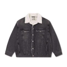 PLUS会员、需首购：Levi's情侣同款李维斯银标系列男士牛仔夹克仿羊羔绒 烟灰色