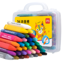 deli 得力 36色学生三角杆丝滑油画棒儿童蜡笔(内含5张填色卡)72073*4件