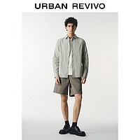 URBAN REVIVO UR2024夏季男装简约基础纯色翻领长袖开襟衬衫UMU240021 浅灰 XS