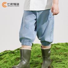 七彩摇篮 男童牛仔短裤2024新款夏季薄款儿童七分裤男孩外穿裤子潮